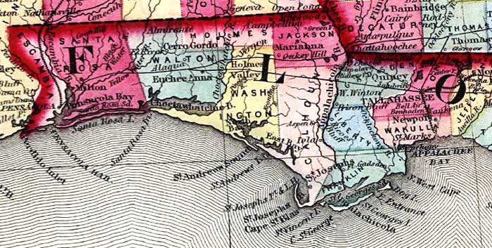 Detail - Johnson's new railroad & county copper plate map of the southern states from the latest and best information