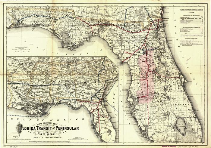 Maps showing the Florida Transit and Peninsula Rail Road and its connections