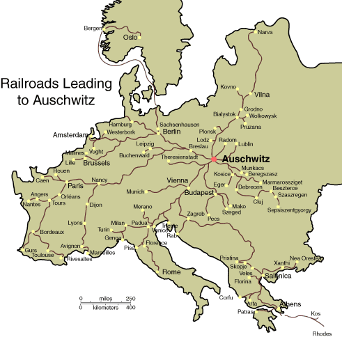 Map Of Railroads Leading To Auschwitz