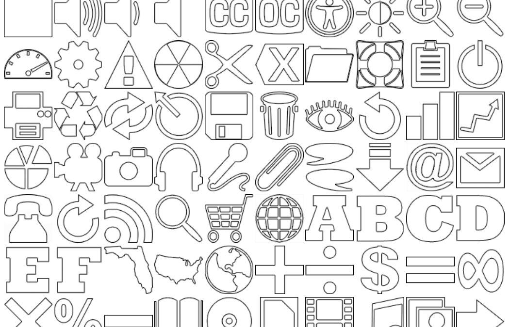 160 White Icons with Black Outline