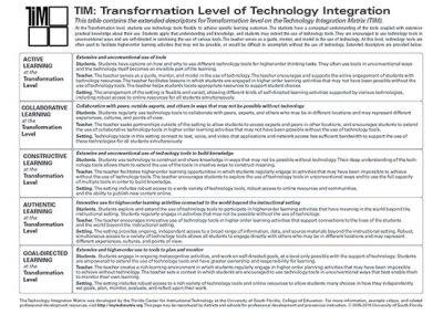 Table of Transformation Level Descriptors