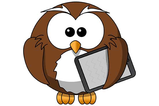 Cartoon Owl with Tablet