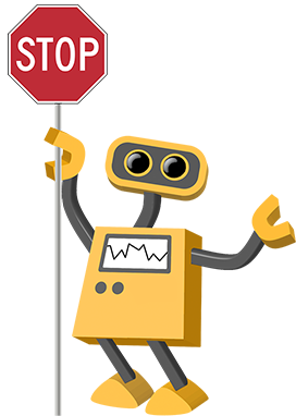 Image of robot clip art holding stop sign