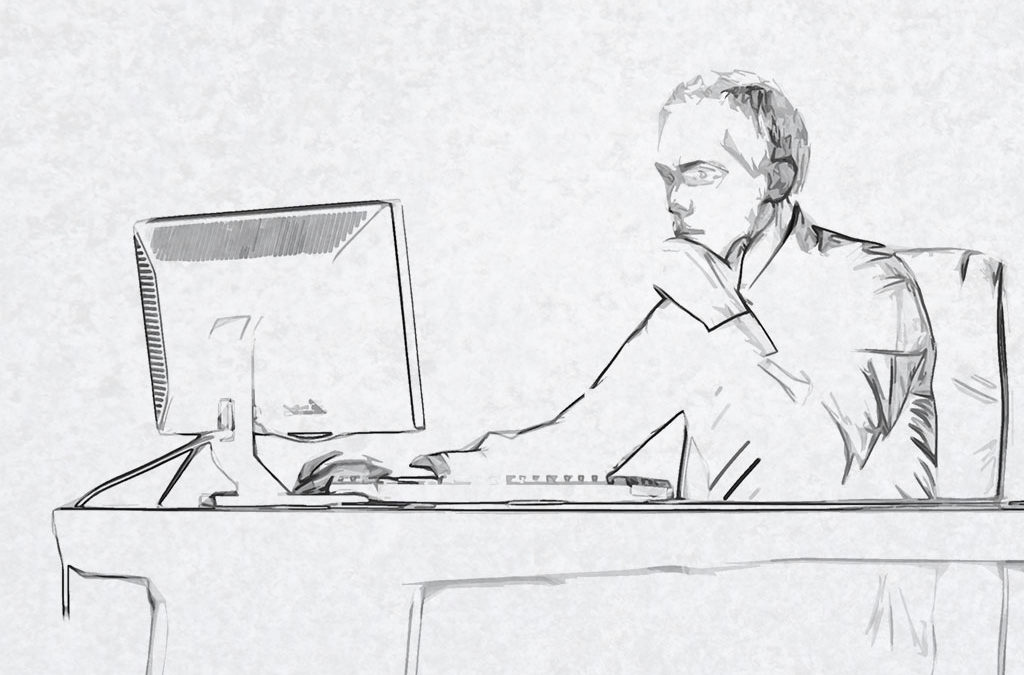 Man at Desktop Sketch