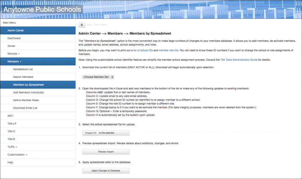Uploading and Updating Members | TIM