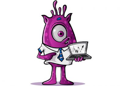 One-Eyed Alien with Laptop: Purple