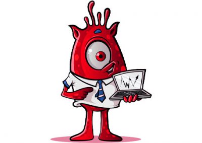 One-Eyed Alien with Laptop: Red