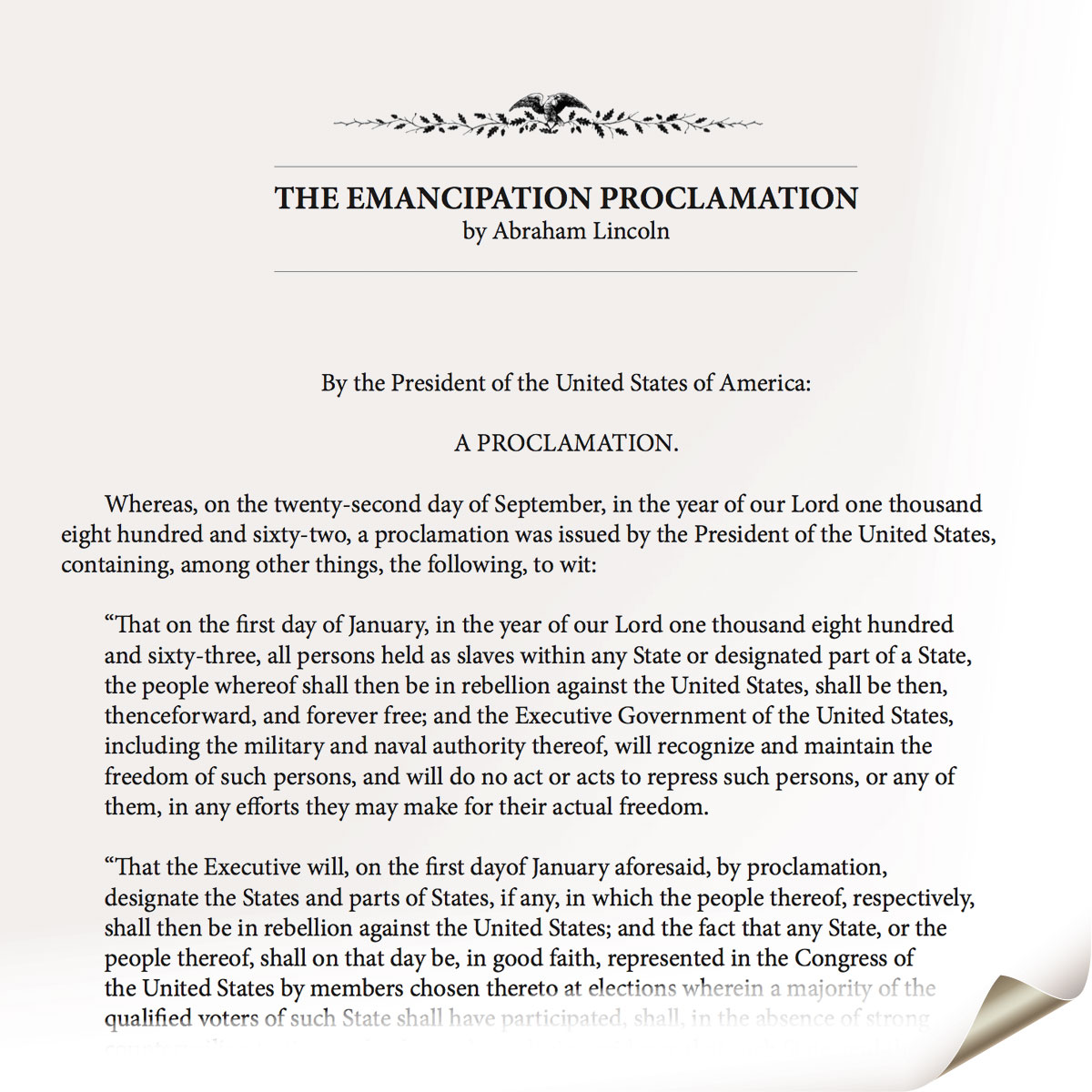 September 22 The Emancipation Proclamation Warning FCIT
