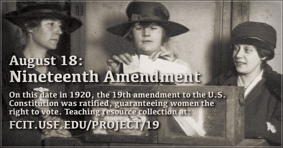 August 18 Nineteenth Amendment FCIT
