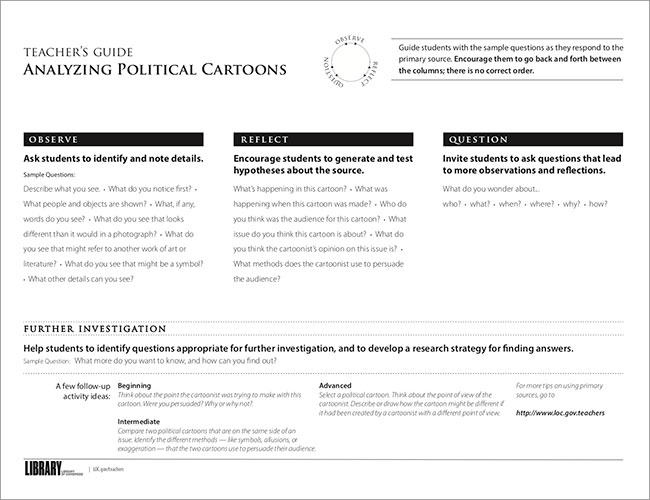 political cartoon worksheet high school