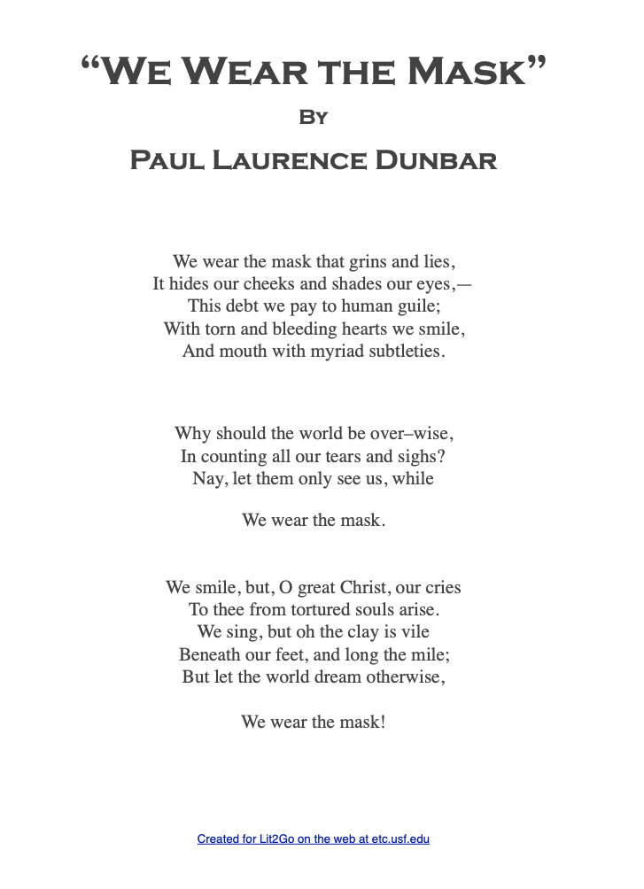 We Wear the Mask by Paul Laurence Dunbar, Summary & Analysis - Lesson