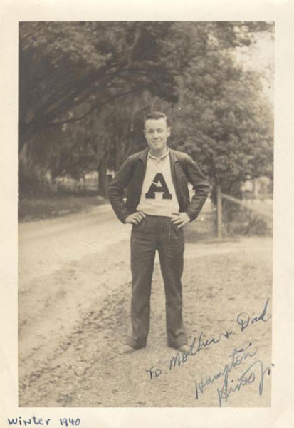 Picture of Andrew Hines, Jr. in his hometown of Alachua in the winter of 1940