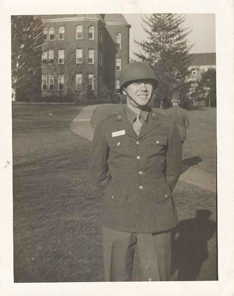 Andrew Hines at Slippery Rock State Teachers College in the Spring of 1943 for training