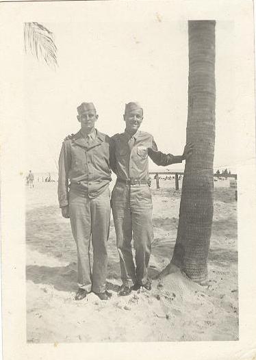 Andrew Hines and Joe Ellis at Miami Beach during training, March 1943