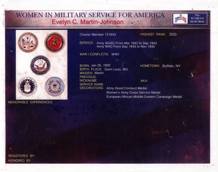 Women in Military Service certificate