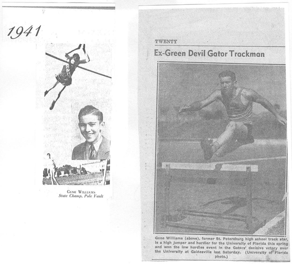 Pictures of Eugene Williams as a high-jumper and hurdler at University of Florida